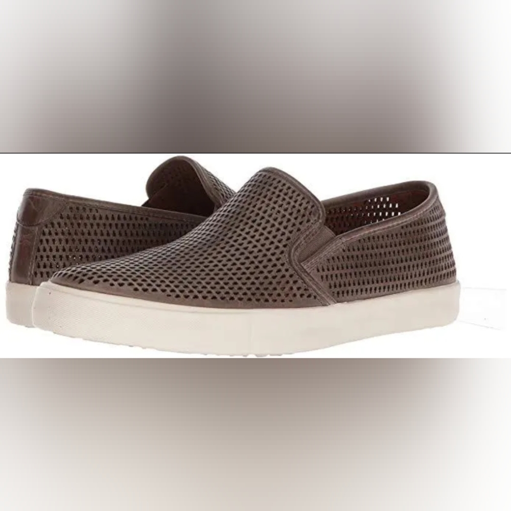 Frye Brett Perf Brown/Gray Leather Slip on Sneaker 10.5
